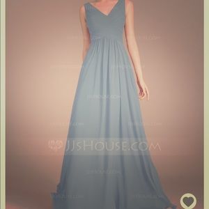 Steel blue wedding party dress